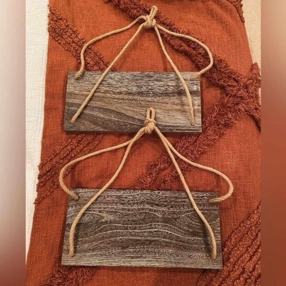 Boho Rustic Wall Hanging Wood Floating Shelves, Set of 2